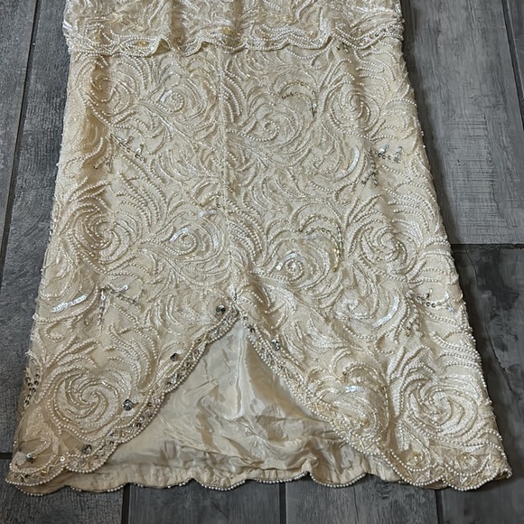 Vintage Judith Ann drop waist beaded roaring 20s event dress gown large - Picture 4 of 10